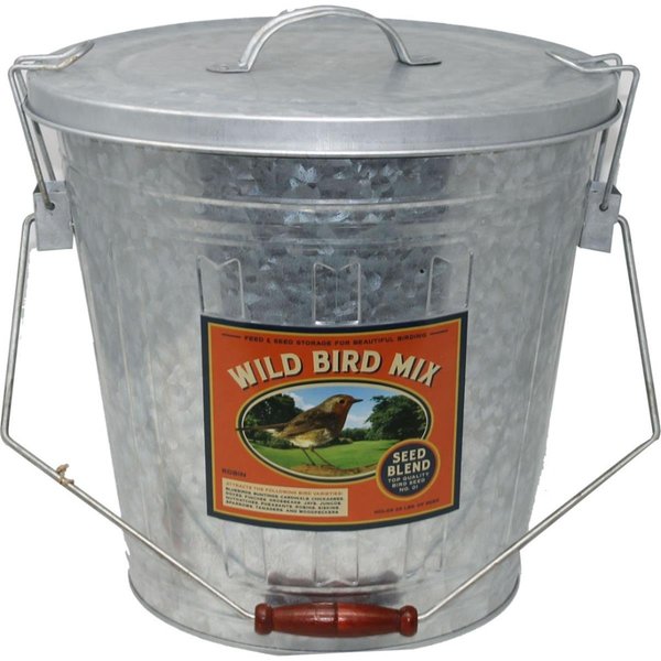 Prefered Tools Audubon & Woodlink Rustic Farmhouse Seed Storage Bucket with Scoop - Galvanized AU38036